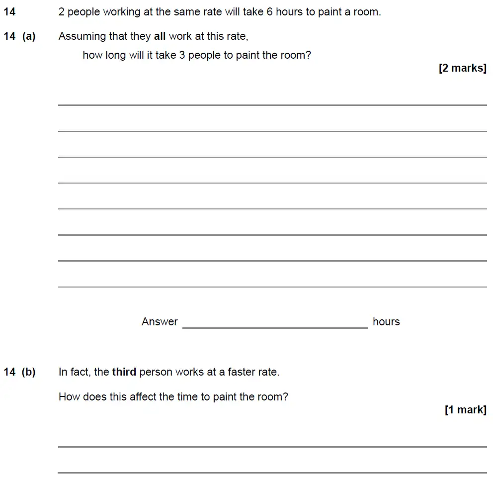 Question 14 - GCSE AQA Foundation Maths Past Paper 1 (Non-Calculator) - June 2018