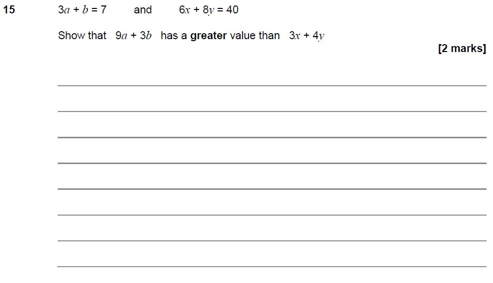 Question 15 - GCSE AQA Foundation Maths Past Paper 1 (Non-Calculator) - June 2018