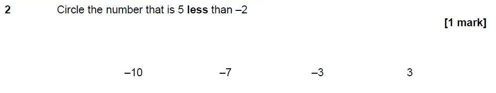 Question 2 - GCSE AQA Foundation Maths Past Paper 1 (Non-Calculator) - June 2018