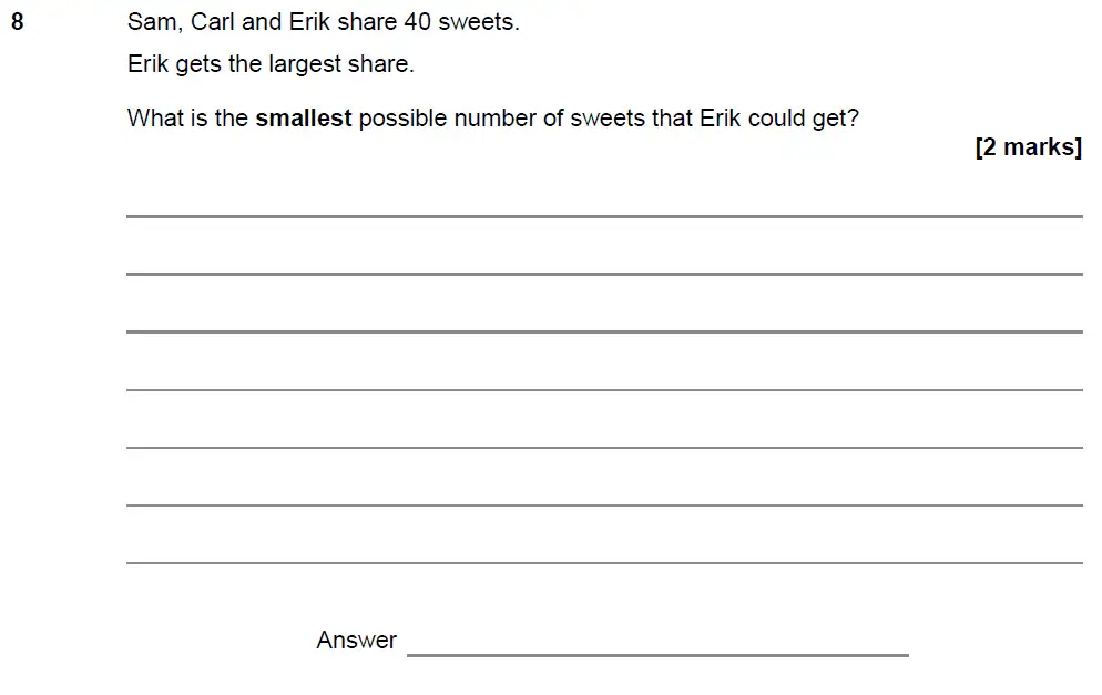 Question 8 - GCSE AQA Foundation Maths Past Paper 1 (Non-Calculator) - June 2018