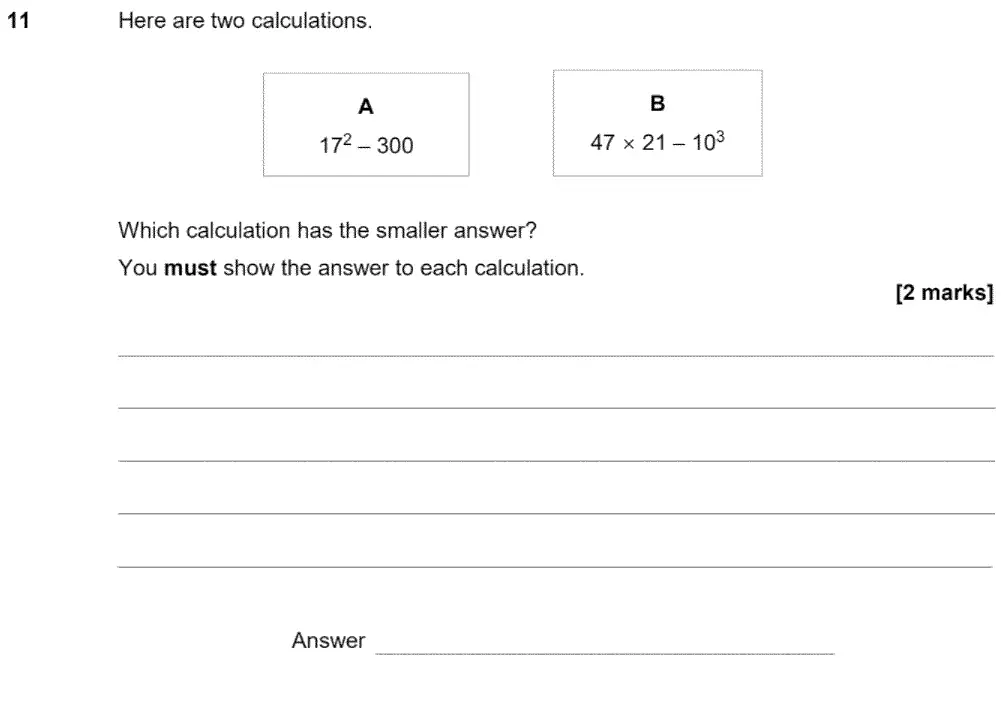 Question 12 - GCSE AQA Foundation Maths Past Paper 2 (Calculator) - June 2020