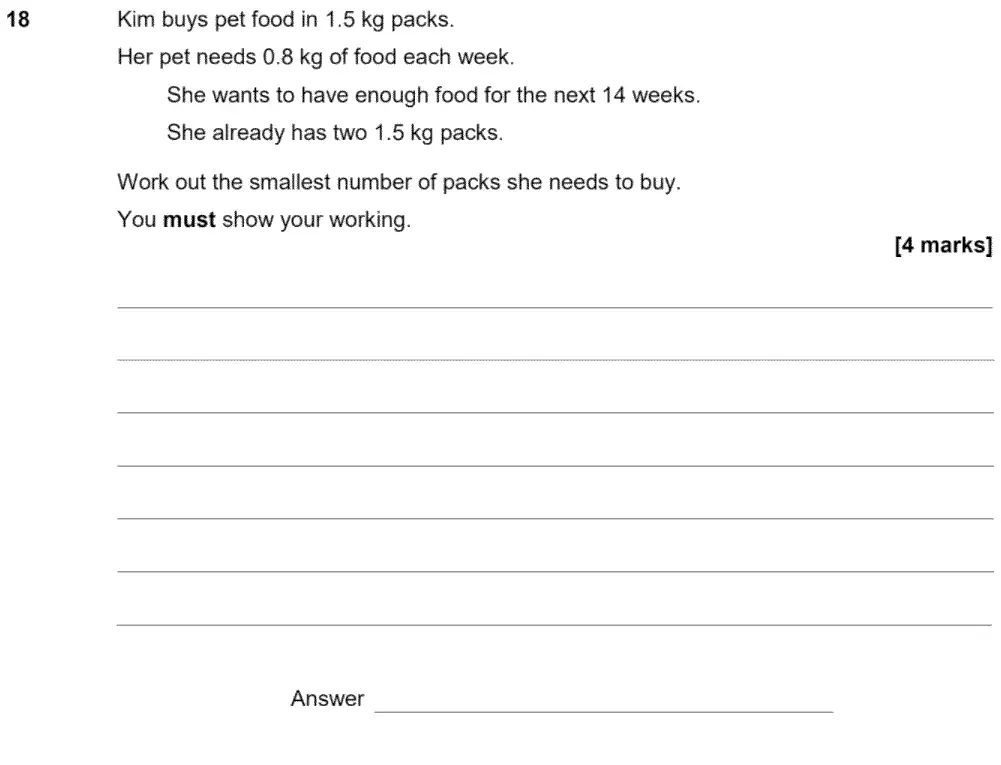 Question 20 - GCSE AQA Foundation Maths Past Paper 2 (Calculator) - June 2020