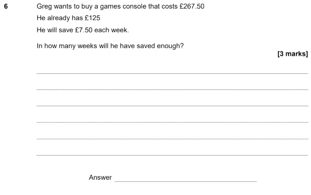 Question 6 - GCSE AQA Foundation Maths Past Paper 3 (Calculator) - June 2020