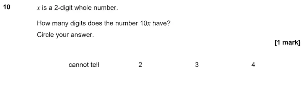 Question 10 - GCSE AQA Foundation Maths Past Paper 1 (Non-Calculator) - June 2020