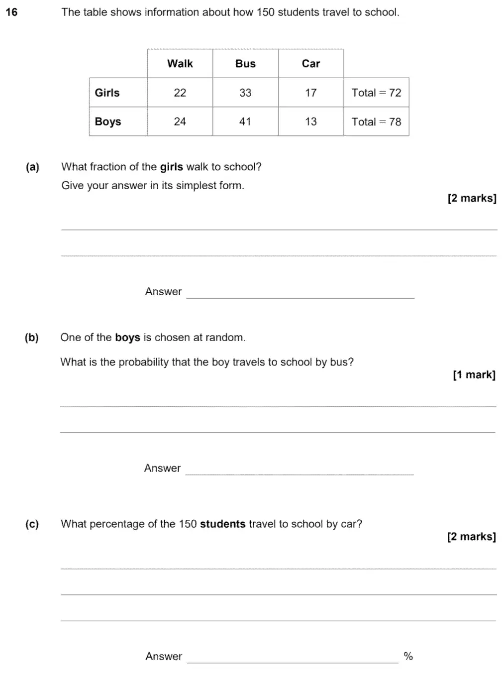 Question 17 - GCSE AQA Foundation Maths Past Paper 1 (Non-Calculator) - June 2020