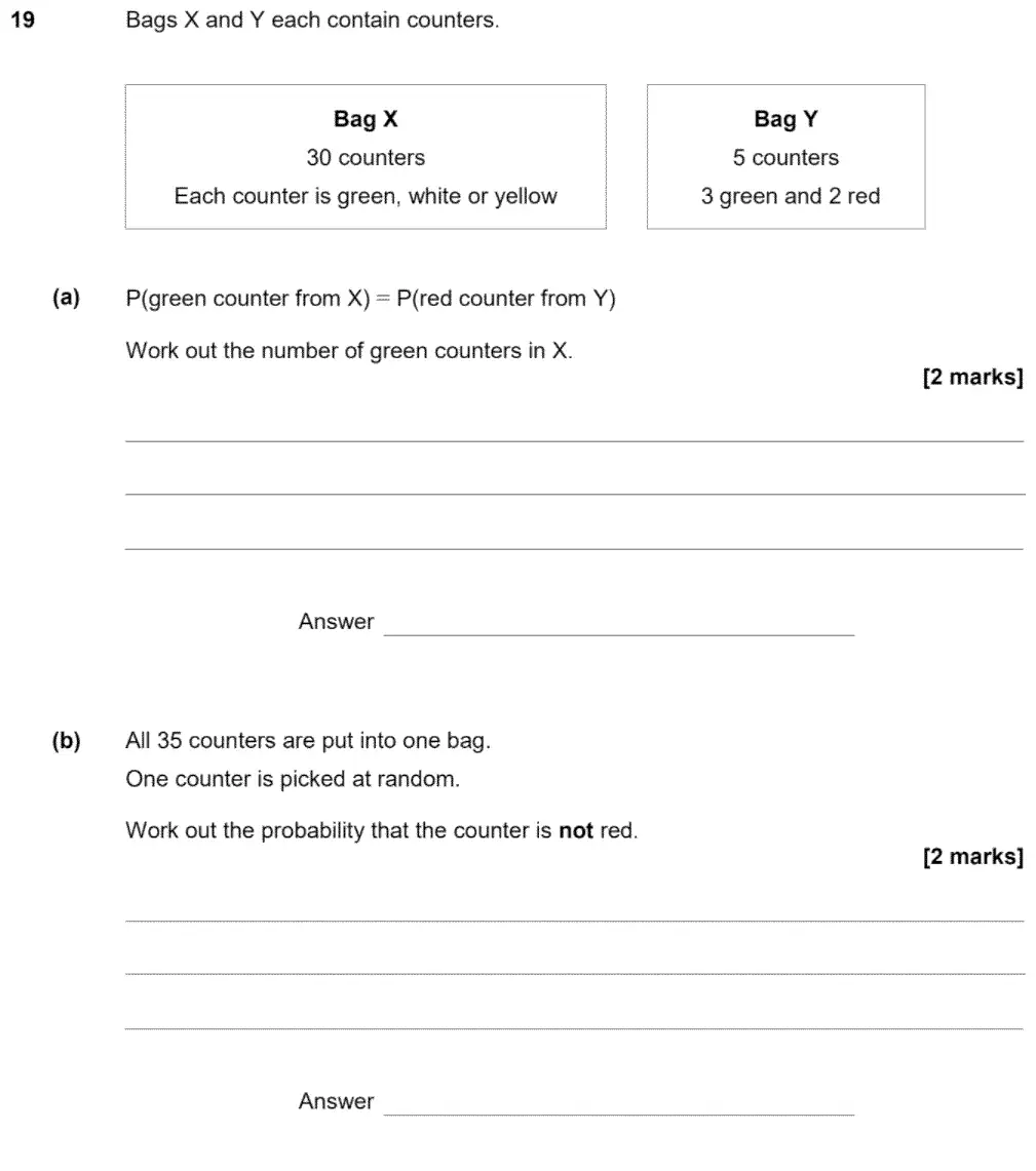 Question 20 - GCSE AQA Foundation Maths Past Paper 1 (Non-Calculator) - June 2020