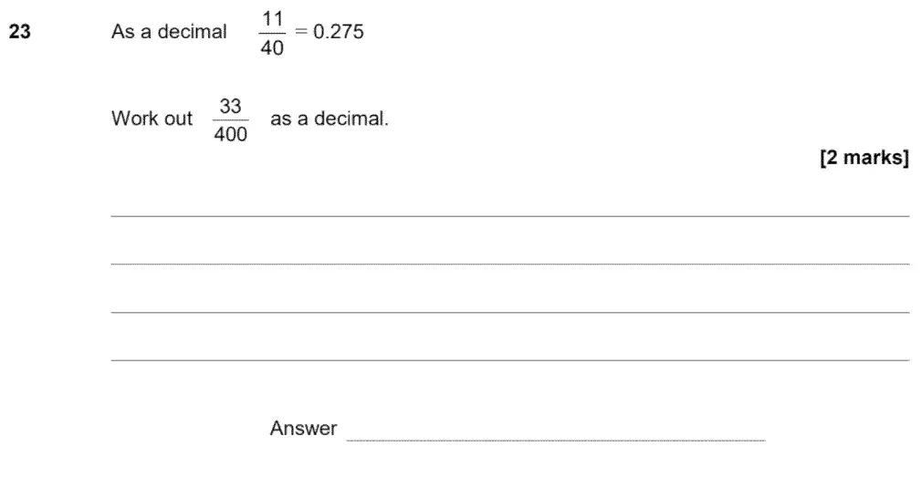 Question 24 - GCSE AQA Foundation Maths Past Paper 1 (Non-Calculator) - June 2020