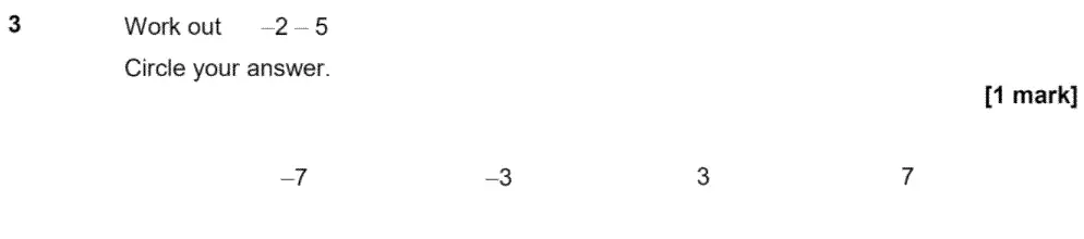Question 3 - GCSE AQA Foundation Maths Past Paper 1 (Non-Calculator) - June 2020