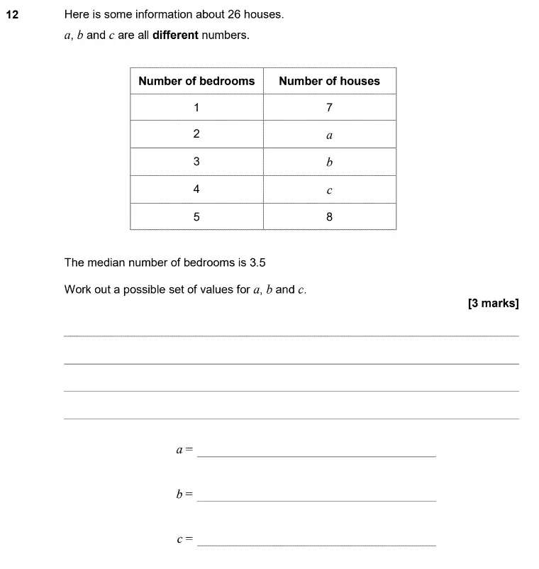 Question 12 - GCSE AQA Higher Maths Past Paper 3 (Calculator) - June 2020