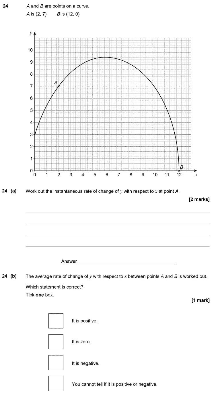Question 24 - GCSE AQA Higher Maths Past Paper 3 (Calculator) - June 2020