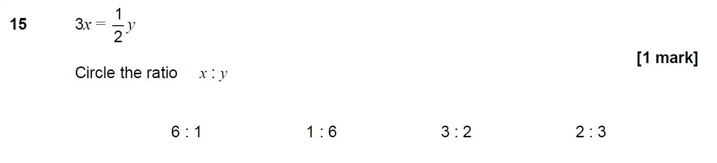 Question 15 - GCSE AQA Higher Maths Past Paper 1 (Non-Calculator) - June 2020
