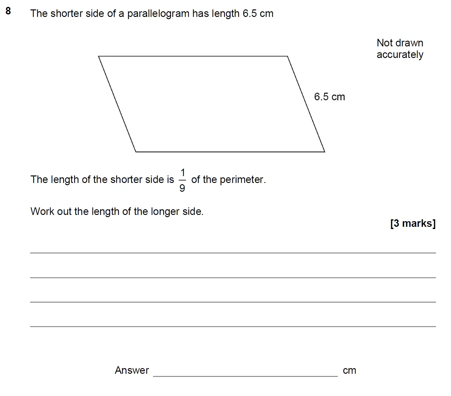 Question 8 - GCSE AQA Higher Maths Past Paper 1 (Non-Calculator) - June 2020