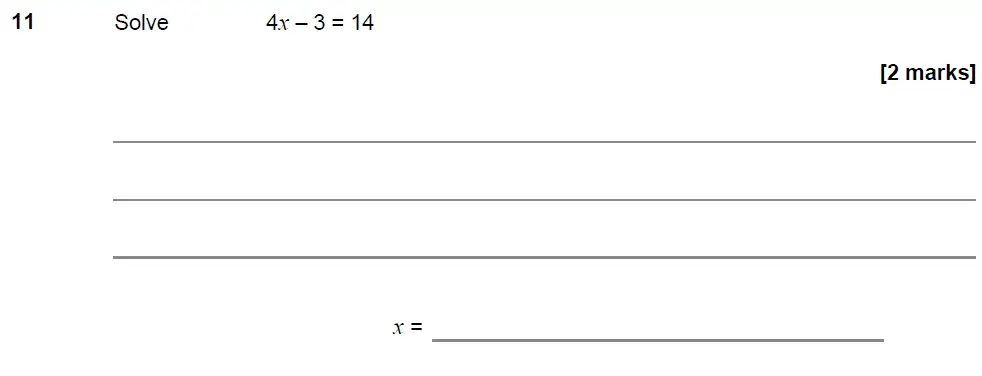 Question 11 - GCSE AQA Foundation Maths Past Paper 2 (Calculator) - June 2017