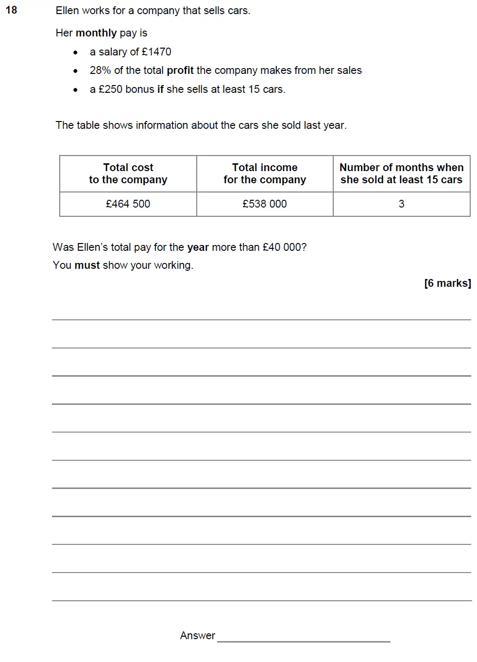 Question 18 - GCSE AQA Foundation Maths Past Paper 2 (Calculator) - June 2017