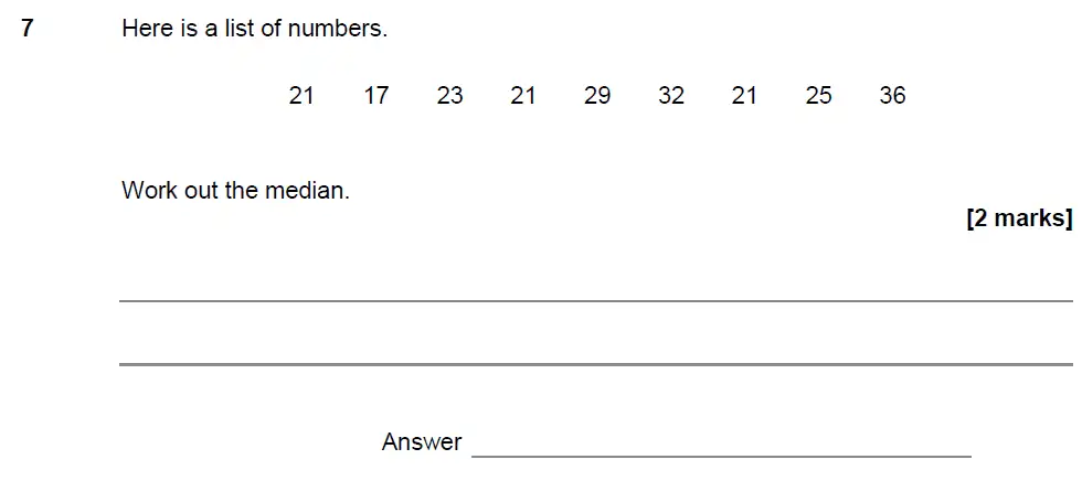 Question 7 - GCSE AQA Foundation Maths Past Paper 2 (Calculator) - June 2017