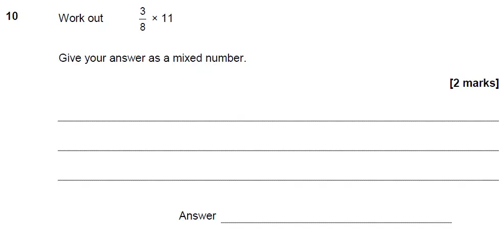 Question 10 - GCSE AQA Foundation Maths Past Paper 1 (Non-Calculator) - June 2017