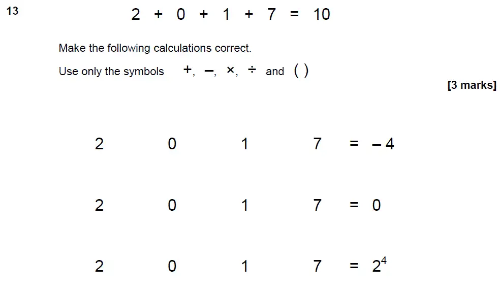 Question 13 - GCSE AQA Foundation Maths Past Paper 1 (Non-Calculator) - June 2017