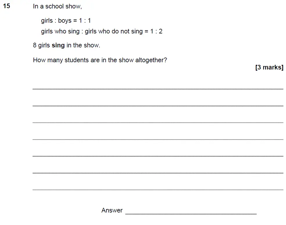 Question 15 - GCSE AQA Foundation Maths Past Paper 1 (Non-Calculator) - June 2017