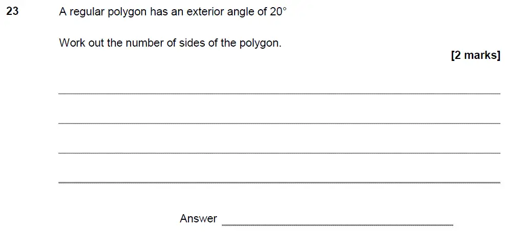 Question 24 - GCSE AQA Foundation Maths Past Paper 1 (Non-Calculator) - June 2017