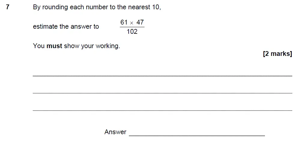 Question 7 - GCSE AQA Foundation Maths Past Paper 1 (Non-Calculator) - June 2017