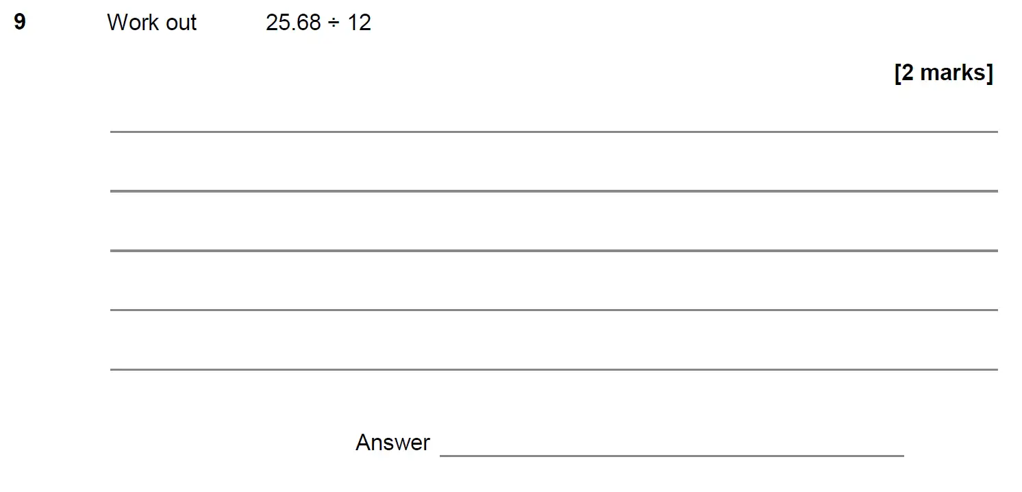 Question 9 - GCSE AQA Foundation Maths Past Paper 1 (Non-Calculator) - June 2017