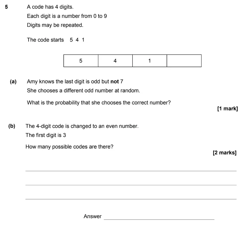 Question 5 - GCSE AQA Higher Maths Past Paper 2 (Calculator) - June 2017