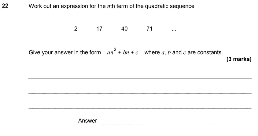 Question 25 - GCSE AQA Higher Maths Past Paper 3 (Calculator) - June 2017