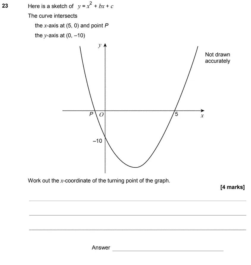 Question 26 - GCSE AQA Higher Maths Past Paper 3 (Calculator) - June 2017