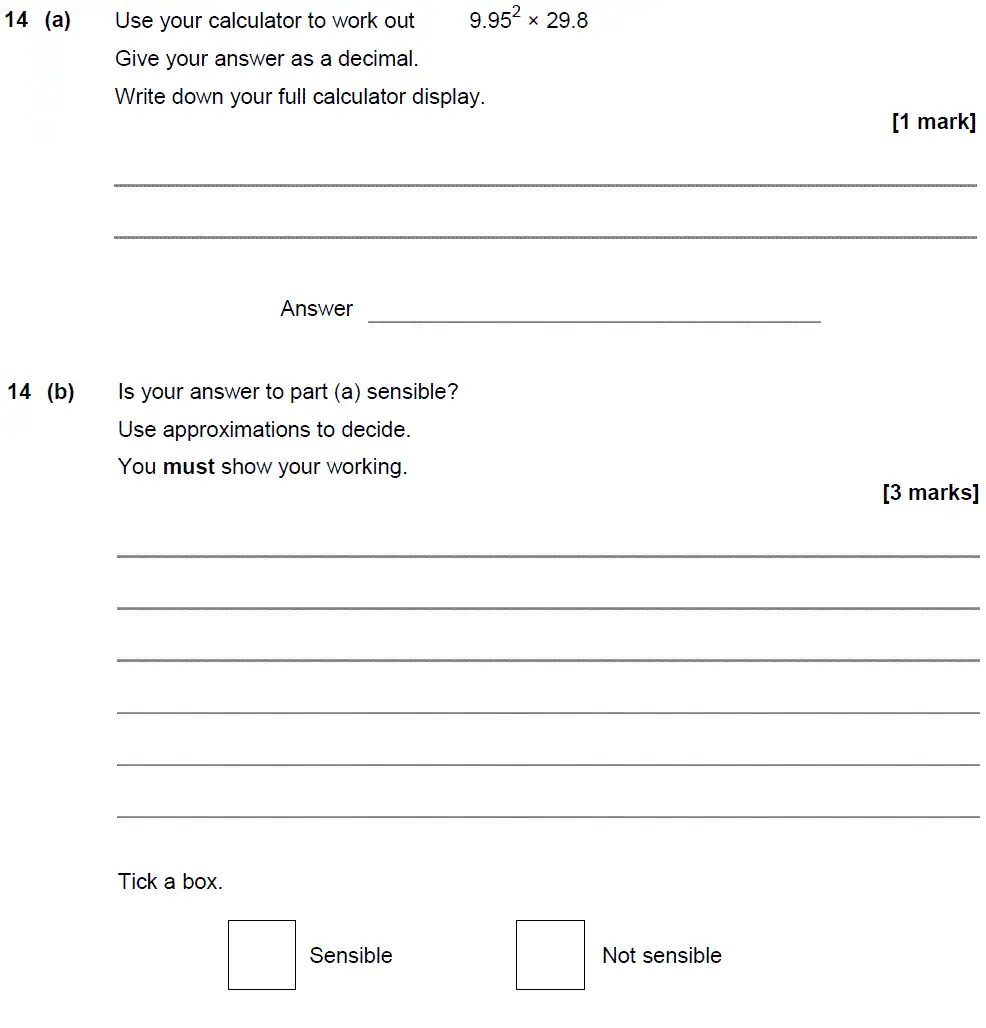 Question 14 - GCSE AQA Foundation Maths Past Paper 2 (Calculator) - June 2018