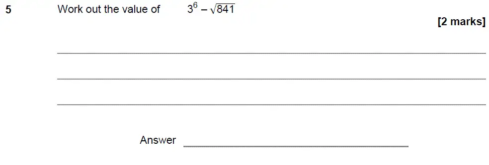 Question 5 - GCSE AQA Foundation Maths Past Paper 2 (Calculator) - June 2018
