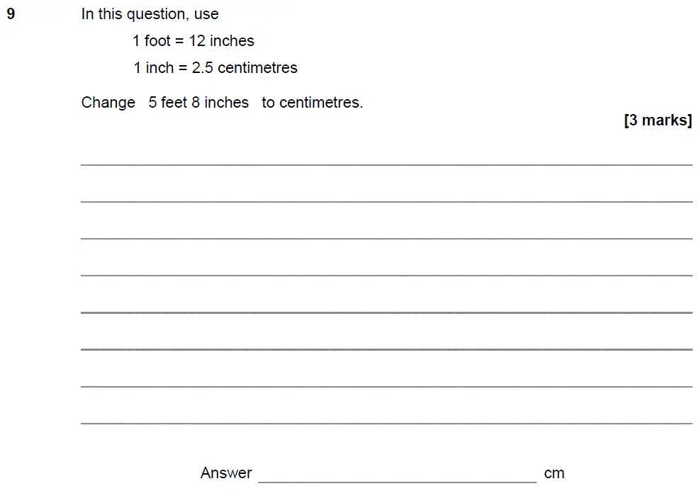 Question 9 - GCSE AQA Foundation Maths Past Paper 2 (Calculator) - June 2018