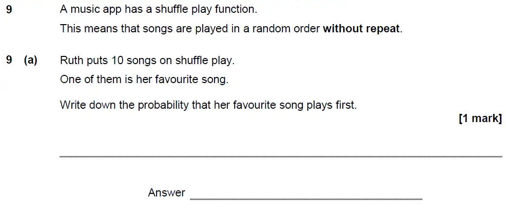 Question 9 - GCSE AQA Foundation Maths Past Paper 3 (Calculator) - June 2018