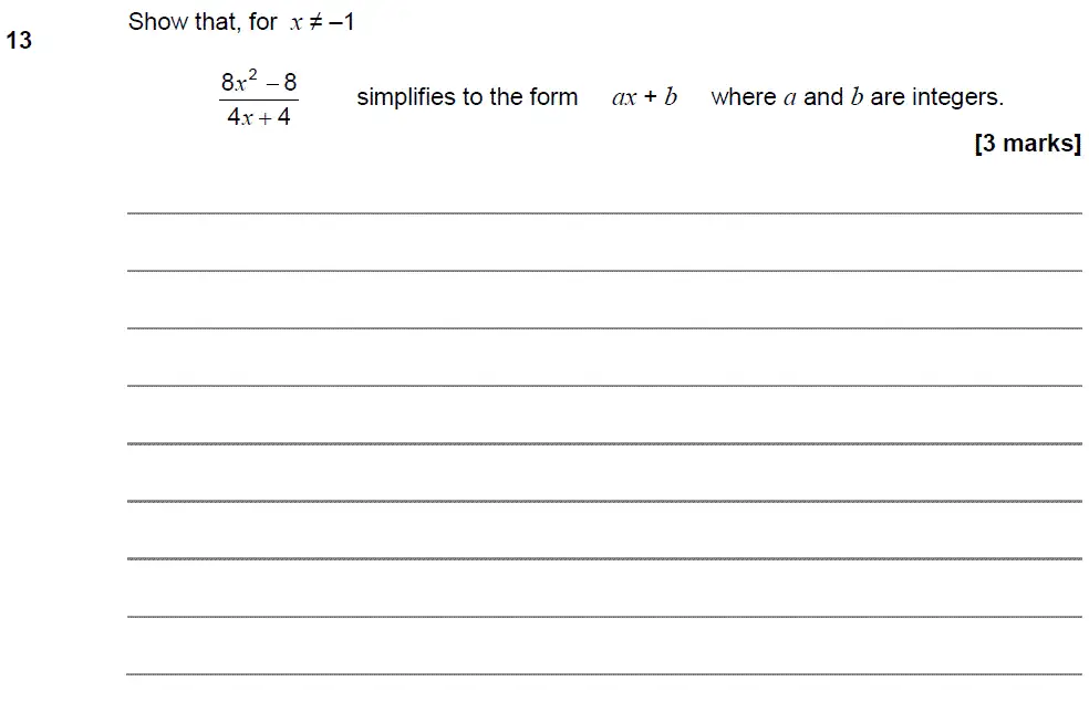 Question 13 - GCSE AQA Higher Maths Past Paper 2 (Calculator) - June 2018