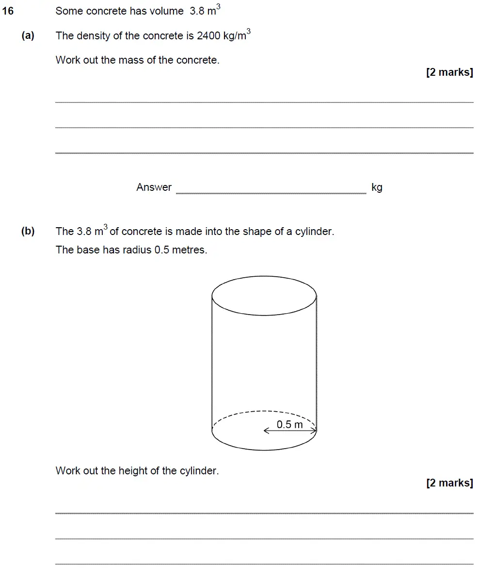 Question 16 - GCSE AQA Higher Maths Past Paper 2 (Calculator) - June 2018