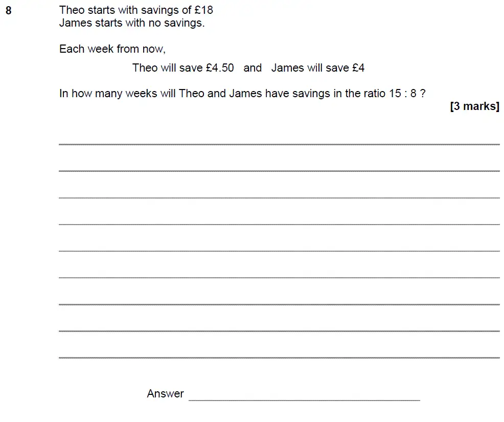 Question 8 - GCSE AQA Higher Maths Past Paper 2 (Calculator) - June 2018