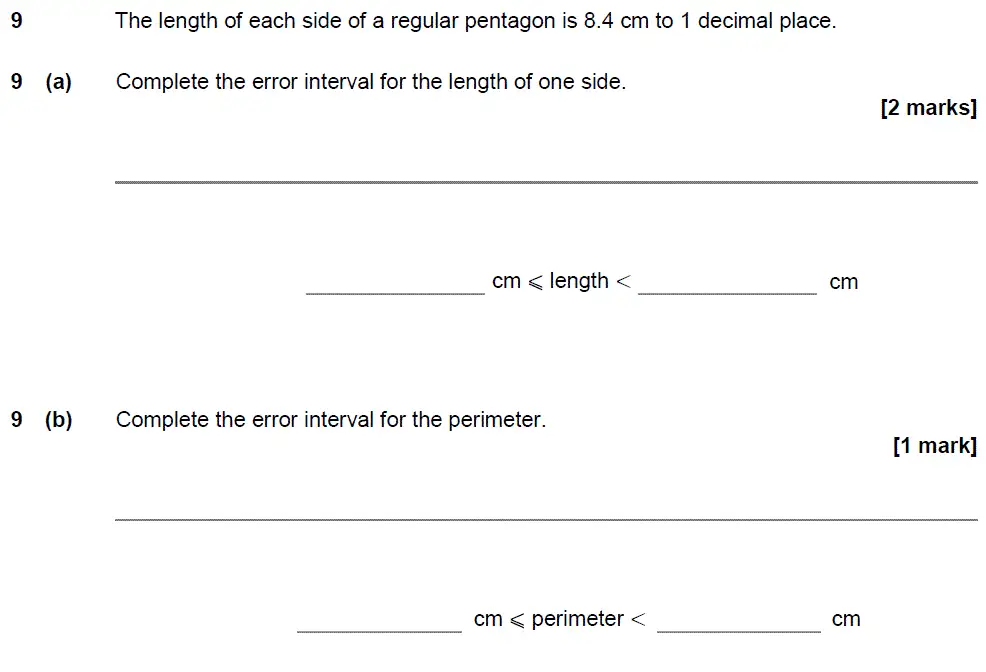 Question 9 - GCSE AQA Higher Maths Past Paper 2 (Calculator) - June 2018