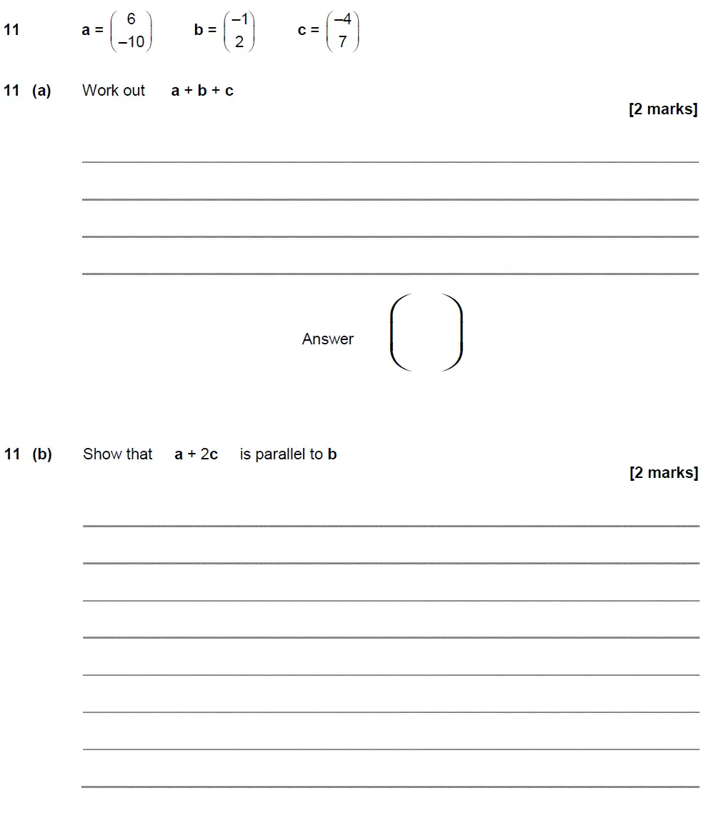 Question 11 - GCSE AQA Higher Maths Past Paper 3 (Calculator) - June 2018