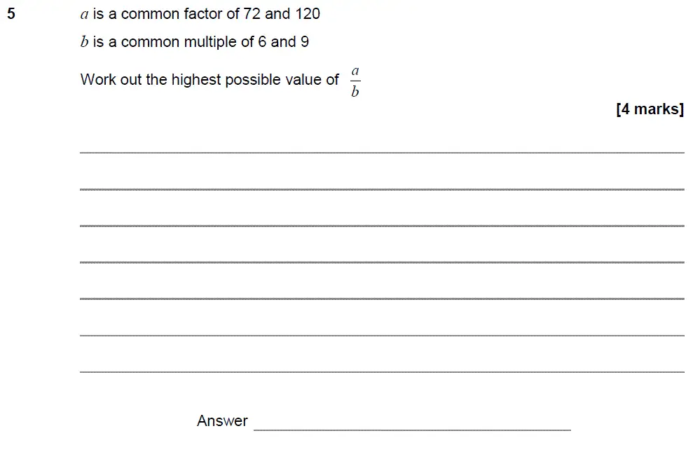 Question 5 - GCSE AQA Higher Maths Past Paper 3 (Calculator) - June 2018
