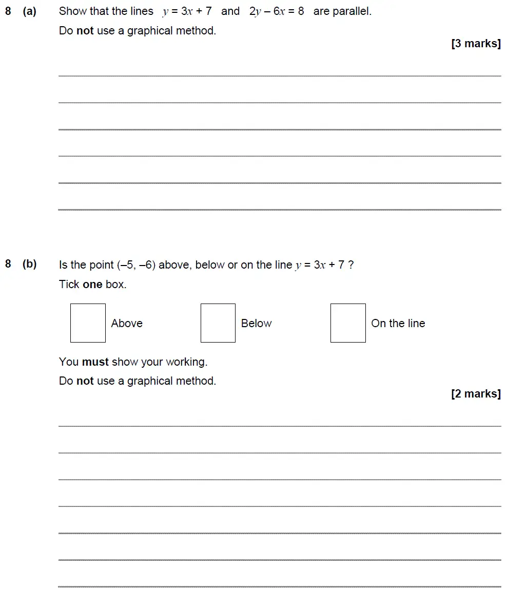 Question 8 - GCSE AQA Higher Maths Past Paper 3 (Calculator) - June 2018
