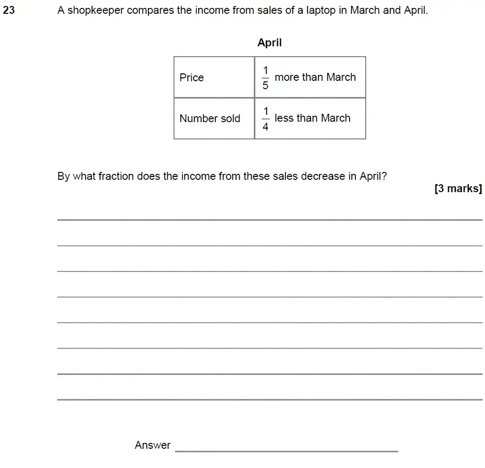 Question 23 - GCSE AQA Higher Maths Past Paper 1 (Non-Calculator) - June 2018