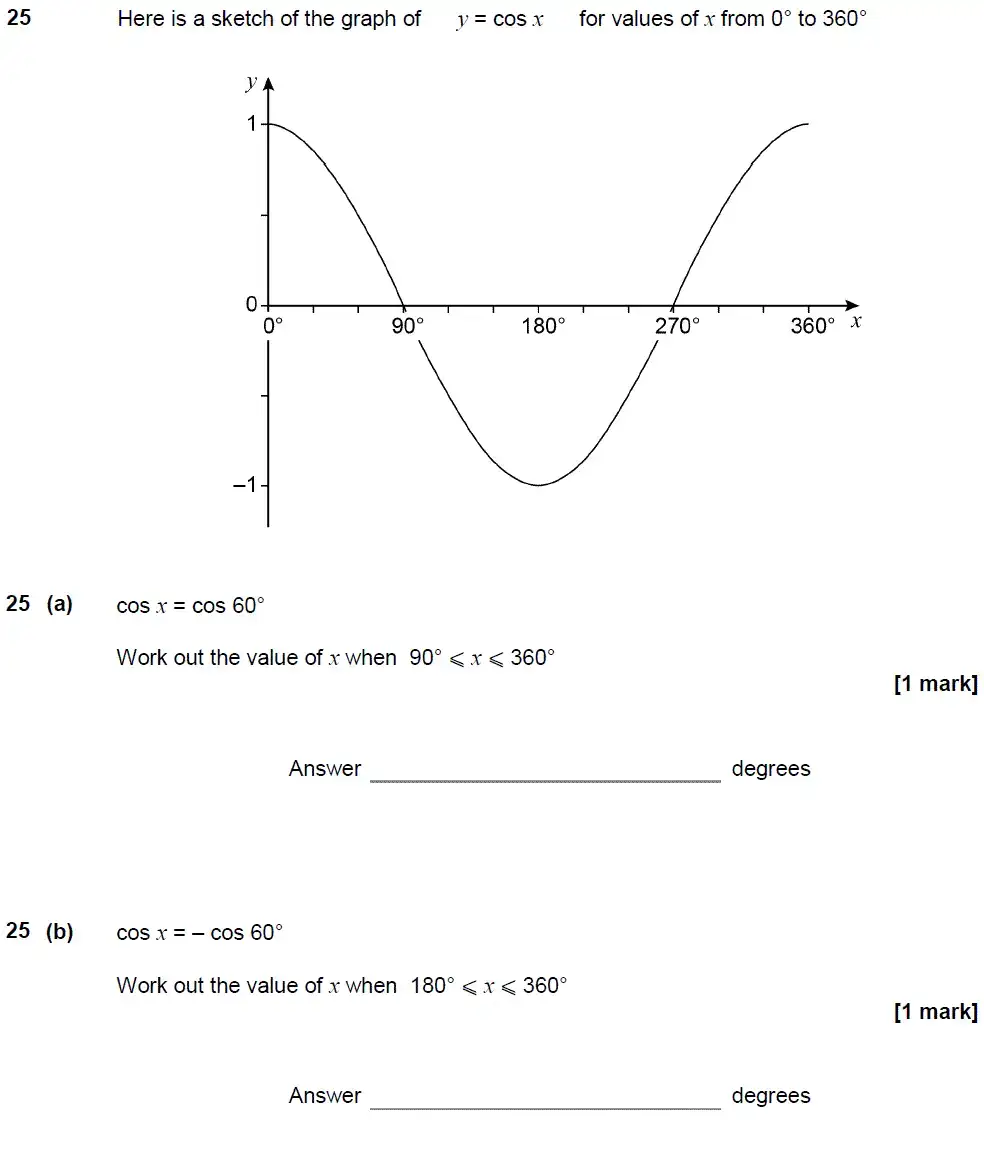 Question 25 - GCSE AQA Higher Maths Past Paper 1 (Non-Calculator) - June 2018