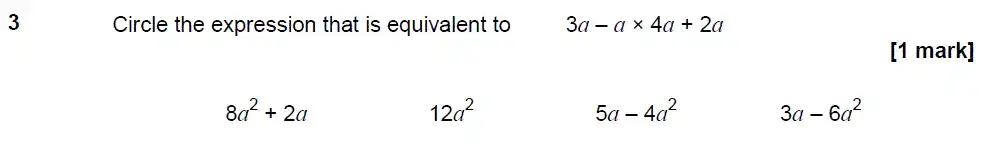 Question 3 - GCSE AQA Higher Maths Past Paper 1 (Non-Calculator) - June 2018