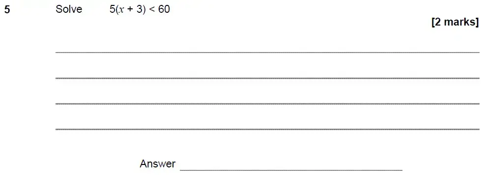 Question 5 - GCSE AQA Higher Maths Past Paper 1 (Non-Calculator) - June 2018