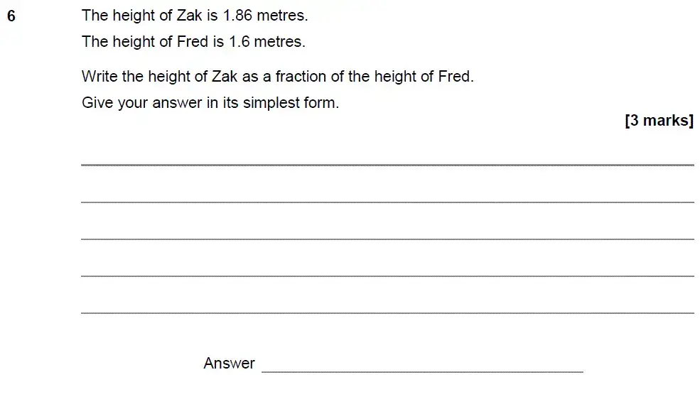 Question 6 - GCSE AQA Higher Maths Past Paper 1 (Non-Calculator) - June 2018