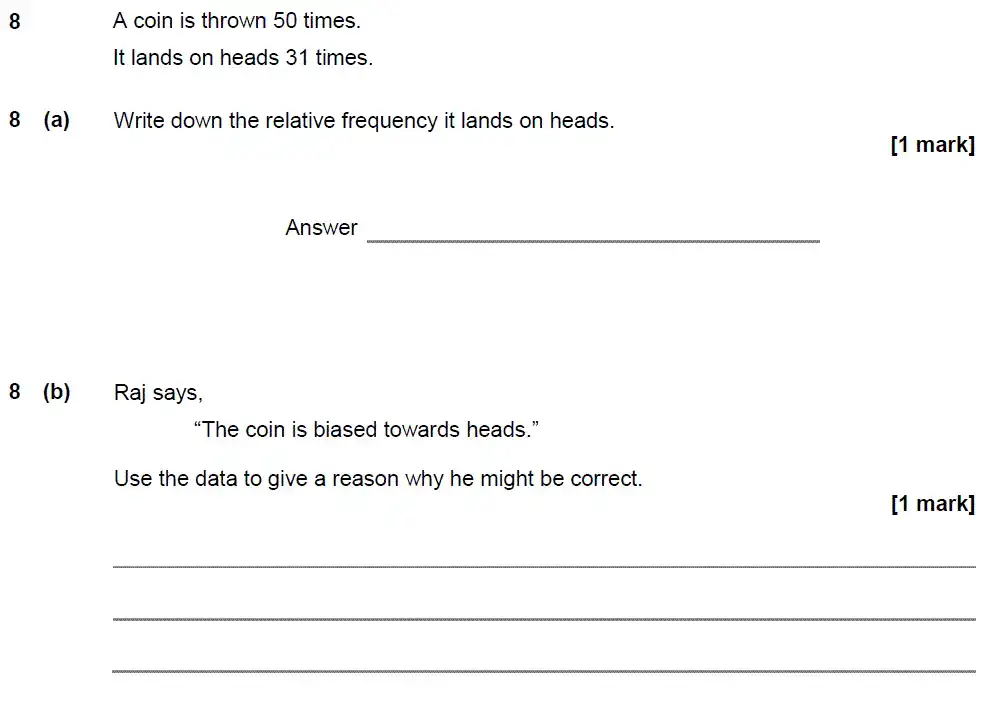 Question 8 - GCSE AQA Higher Maths Past Paper 1 (Non-Calculator) - June 2018