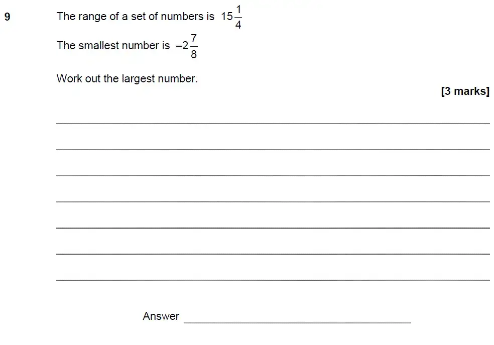 Question 9 - GCSE AQA Higher Maths Past Paper 1 (Non-Calculator) - June 2018