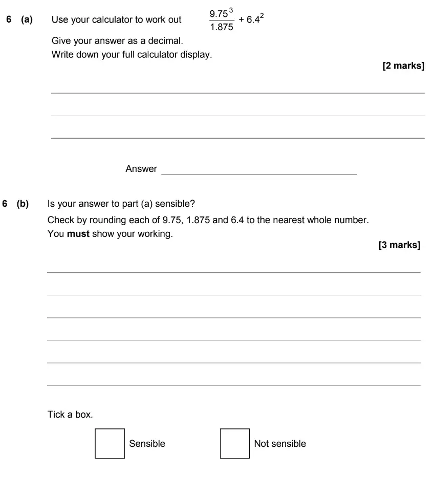 Question 6 - GCSE AQA Foundation Maths Past Paper 2 (Calculator) - June 2019
