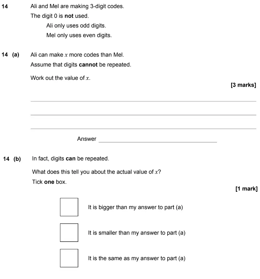 Question 14 - GCSE AQA Higher Maths Past Paper 2 (Calculator) - June 2019