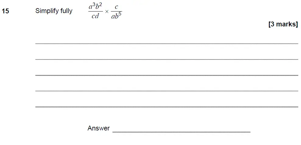 Question 15 - GCSE AQA Higher Maths Past Paper 3 (Calculator) - June 2019