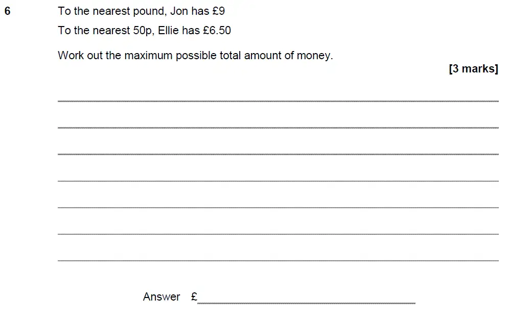 Question 6 - GCSE AQA Higher Maths Past Paper 3 (Calculator) - June 2019